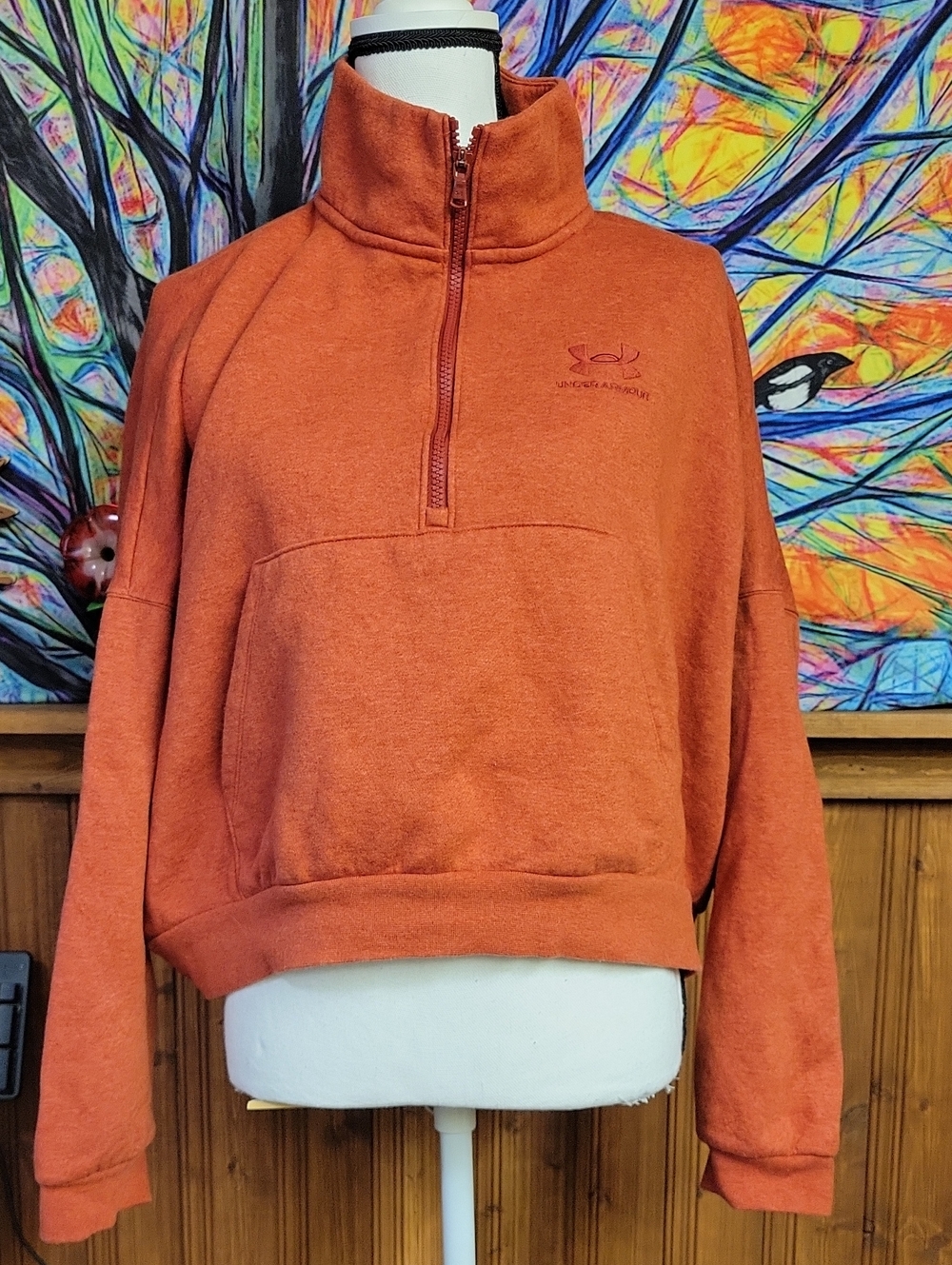 Under Armour Women's Cowl Half-Zip Sweater in Rust Large